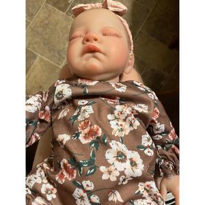 Reborn Baby Girl Sleeping Handmade Real Life Doll Soft Weight Cloth Body 22 Inch